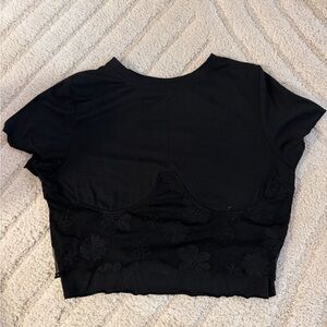 Black lace mock-corset top